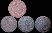 Набор из 10 медных монет 5 копеек 1763-1791