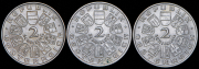 Набор из 3 сер. монет 2 шиллинга 1928-1930 (Австрия)