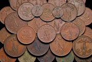 Набор из 39 медных монет 1, 5 и 10 пенни 1865-1917 (Финляндия)