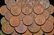 Набор из 40 медных монет 5 и 10 пенни 1866-1917 (Финляндия)
