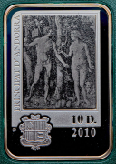 10 динеров 2010 "Художники мира - Альбрехт Дюрер" (Андорра)