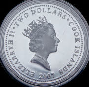 2 доллара 2007 "60 лет автомату Калашникова" (Острова Кука)