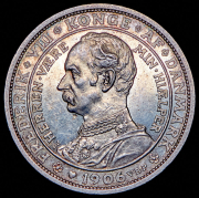 2 кроны 1906 "Смерть Кристиана IX и вступление на престол Фредерика VIII" (Дания)