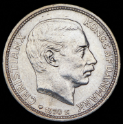 2 кроны 1930 "60 лет со дня рождения Короля Кристиана X" (Дания)
