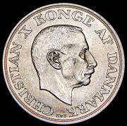 2 кроны 1945 "75 лет со дня рождения Короля Кристиана X" (Дания)