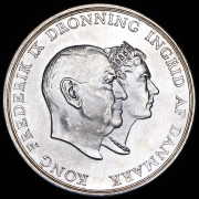 5 крон 1960 "Серебряная свадьба Фредерика IX и Ингрид Шведской" (Дания)