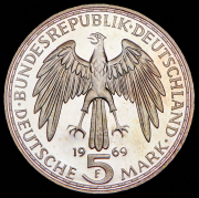 5 марок 1969 "375 лет со дня смерти Герхарда Меркатора" (Германия) F