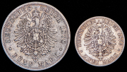 Набор из 2 сер. монет 2, 5 марок 1876 (Пруссия) B