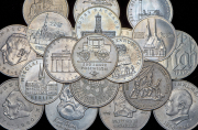 Набор из 20 монет 5, 10 и 20 марок 1971-1990 (ГДР)