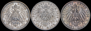 Набор из 3 сер. монет 3 марки 1908-1910 (Германия)