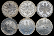 Набор из 6 сер. монет 10 марок 1972 "Олимпиада" (Германия)