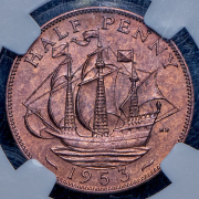 1/2 пенни 1953 (Великобритания) (в слабе)
