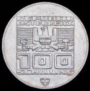 100 шиллингов 1976 "XII зимние Олимпийские игры в Инсбруке" (Австрия)