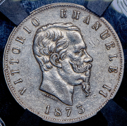 5 лир 1873 (Италия) (в слабе) M