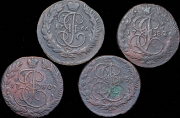 Набор из 10 медных монет 5 копеек 1764-1787