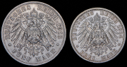 Набор из 2 сер. монет 3 и 5 марок 1913-1914 (Пруссия) А
