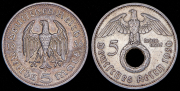 Набор из 2 сер. монет 5 марок 1936 (Германия) А