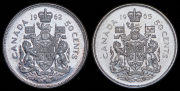 Набор из 2 сер. монет 50 центов 1962, 1965 (Канада)