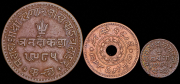 Набор из 3 медных монет кори 1928-1943 (Кач, Индия)