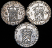 Набор из 3 сер. монет 1 гульден 1923-1940 (Нидерланды)
