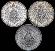Набор из 3 сер. монет 3 марки 1908-1910 (Пруссия)