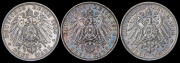 Набор из 3 сер. монет 3 марки 1909-1911 (Бавария) D