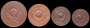 Набор из 4 медных монет 1, 2, 3 и 5 копеек 1924 (РСФСР, СССР)