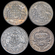 Набор из 4 сер. монет 1 флорин, 50 центов 1927-1966 (Австралия)