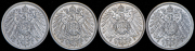 Набор из 4 сер. монет 1 марка 1907-1915 (Германия)