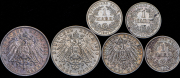 Набор из 6 сер. монет 1904-1914 (Германия)