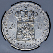 2 1/2 гульдена 1869 (Нидерланды) (в слабе)