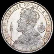 2 кроны 1897 "25 лет вступлению на престол Короля Оскара II" (Швеция)