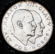 25 крон 1970 "25 лет освобождению Норвегии" (Норвегия) (в запайке)