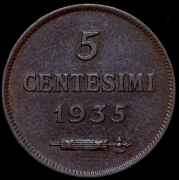5 чентезимо 1935 (Сан-Марино) R