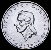 5 марок 1934 "175 лет со дня рождения Фридриха Шиллера" (Германия) F