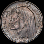 500 лир 1965 "700 лет со дня рождения Данте Алигьери" (Италия)