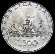 500 лир 1966 "Корабли Колумба" (Италия) R