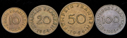 Комплект из 4 монет 10, 20, 50 и 100 франков (Саарланд, Франция)