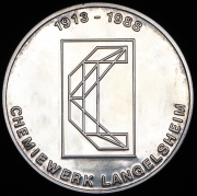Медаль "75-я годовщина работы химического завода в Лангельсхайме" 1988 (Германия)