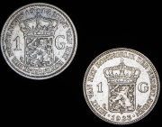 Набор из 2 сер. монет 1 гульден 1914, 1923 (Нидерланды)