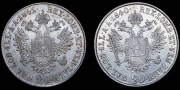 Набор из 2 сер. монет 20 крейцеров 1840-1841 (Австрия)