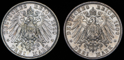 Набор из 2 сер. монет 3 марки 1909-1910 (Бавария) D