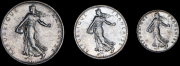 Набор из 3 сер. монет 50 сантимов, 1, 2 франка 1916 (Франция)