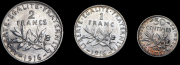 Набор из 3 сер. монет 50 сантимов, 1, 2 франка 1916 (Франция)
