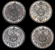 Набор из 4 сер. монет 1 марка 1908-1915 (Германия)