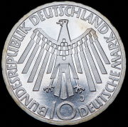 10 марок 1972 XX летние Олимпийские Игры, Мюнхен 1972 - Эмблема "In Deutschland" (Германия) J