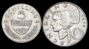 Набор из 2 сер. монет 5, 10 шиллингов 1966-1972 (Австрия)