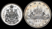Набор из 2 сер. монет 50 центов, 1 доллар 1964-1965 (Канада)