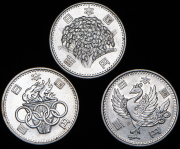 Набор из 3 сер. монет 100 йен 1958-1966 (Япония)