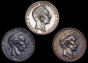Набор из 3 сер. монет 3 марки 1909-1910 (Пруссия) А